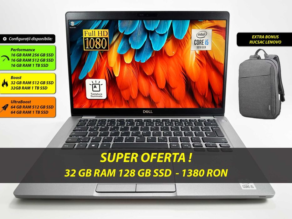 Laptop Dell Intel i5 32gb ram 128gb ssd 14 inch Full HD Garantie 1 an