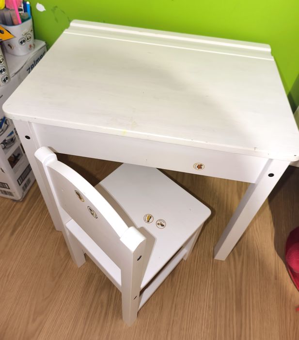 Set birou + scaun din lemn pentru copii