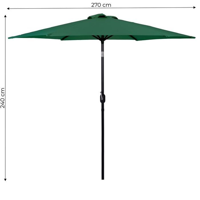 Umbrela de gradina, MultiGarden, 270cm, verde, cu mecanism de inclinare, 6 brate, noua
