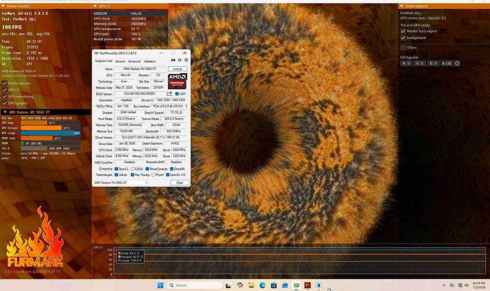 Видео Карта Gigabyte Radeon RX 9060XT GAMING OC, 16GB GDDR6