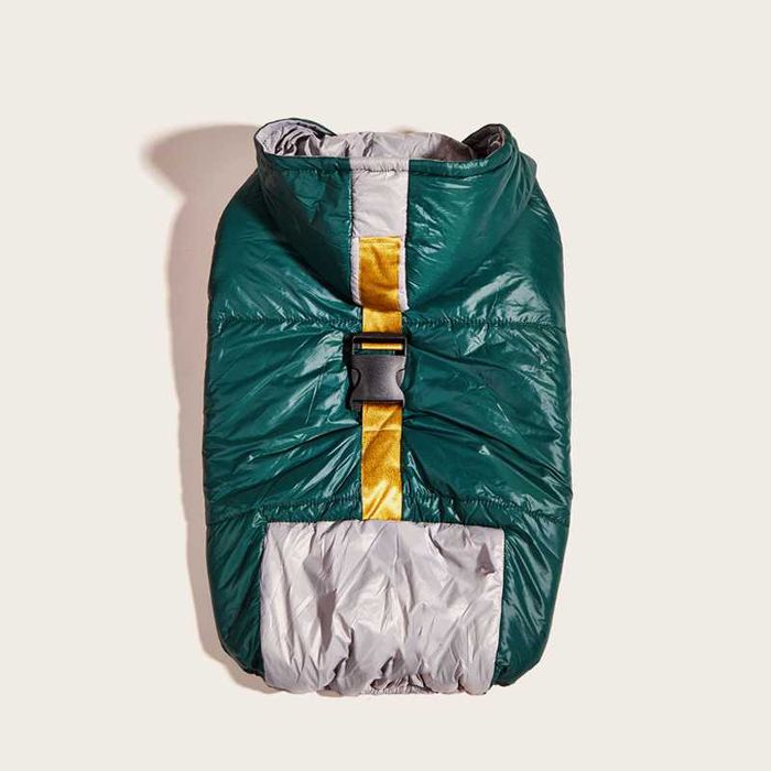 Кучешка дреха Зимно ватирано яке за куче палто с качулка зелено