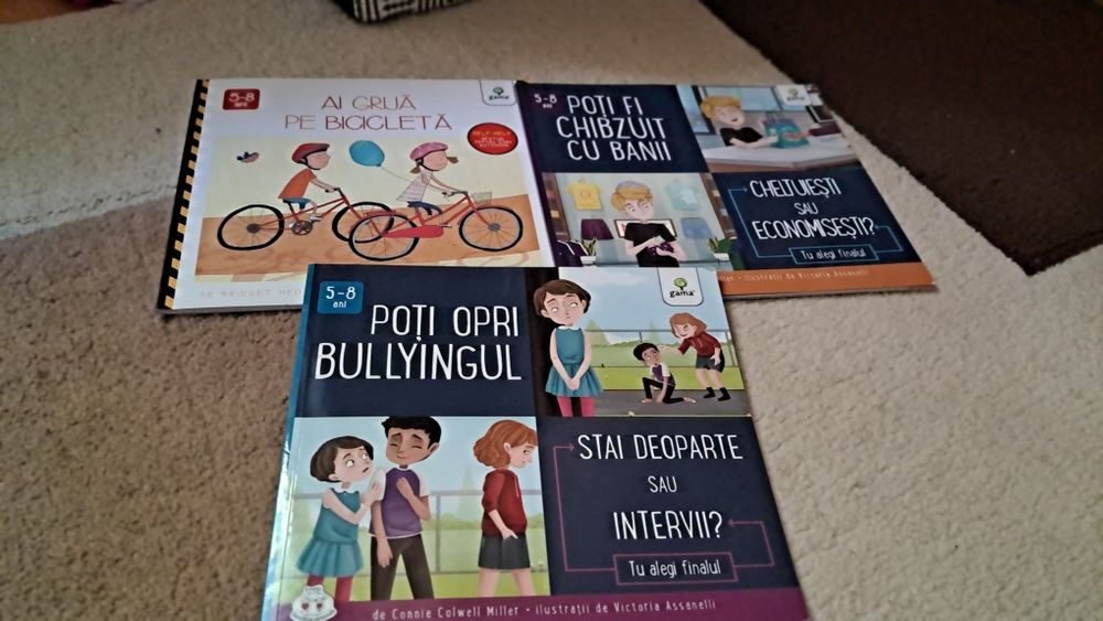 Set 3 cărți educative copii 5-8 ani – bani, bullying, siguranță