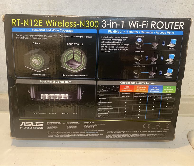 Безжичен рутер ASUS RT-N12E, N300 - Използван