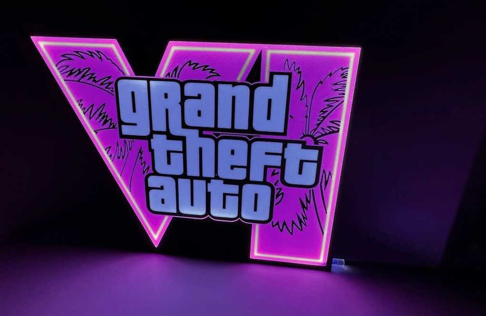 Светеща LED лампа / Декорация GTA VI (Grand Theft Auto VI)