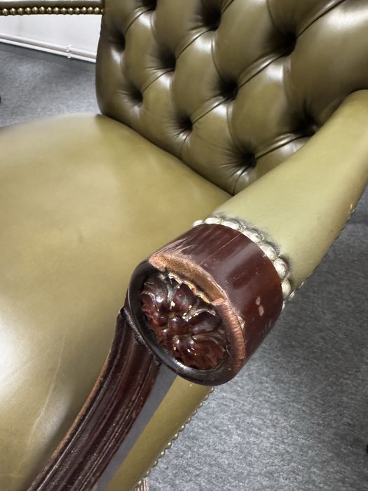 Scaun birou chesterfield piele verde