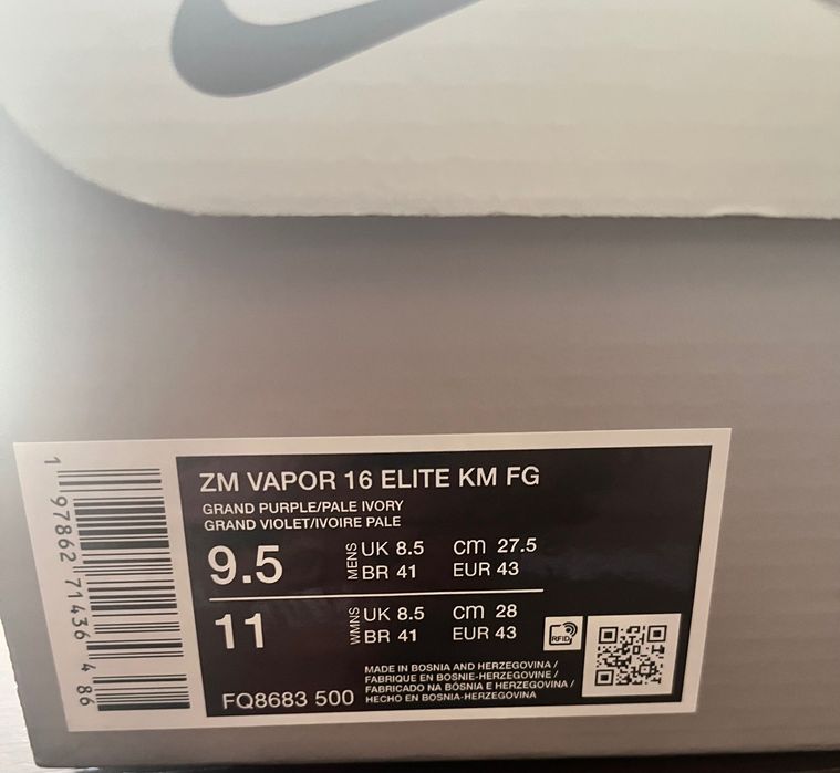 Калеври NIKE ZM VAPOR 16 ELITE KM FG, номер 43,Kylian Mbappe