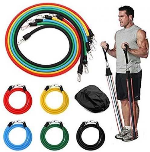 Дебели и здрави фитнес ластици за тренировка комплект 11в1 с чанта