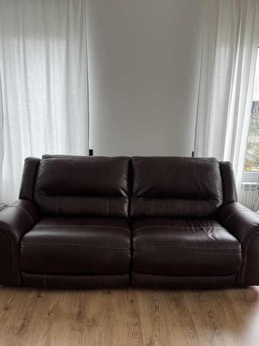 Canapea si fotoliu cu recliner din piele naturala- Mobexpert