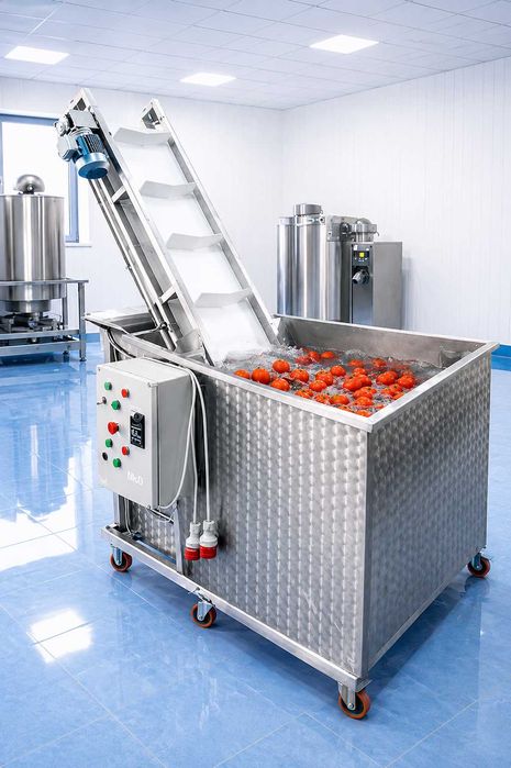 Linie suc de rosii , bulion, pasta de rosii - utilaje spalare, stoarcere , pasteurizare si ambalare suc de  rosii