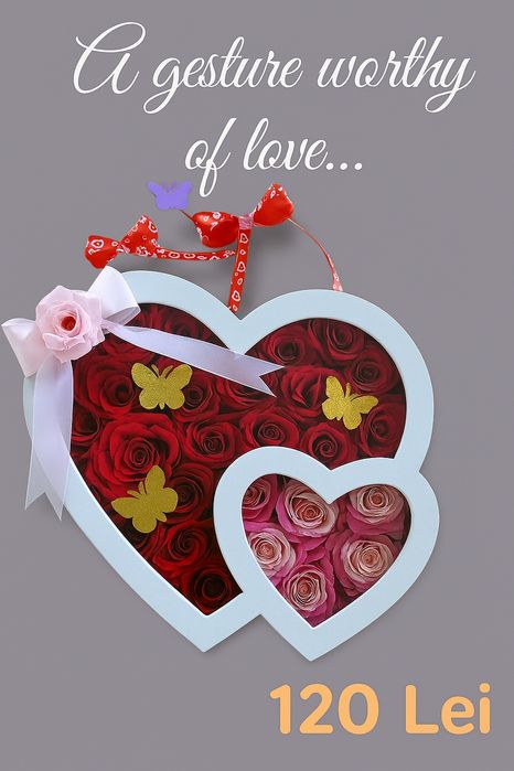 Aranjament cu trandafiri de sapun in forma de inima