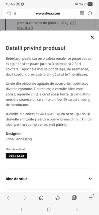 Saltea IKEA de joaca pentru bebelusi (stare foarte buna)