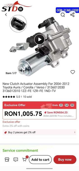 ACTUATOR ambreiaj pentru Toyota Yaris Aygo AP01
