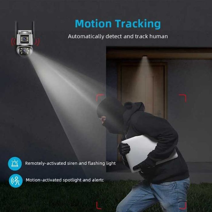 Двойна Външна WiFi Камера A32 с два ектрана 4MP+4MP, ICSee