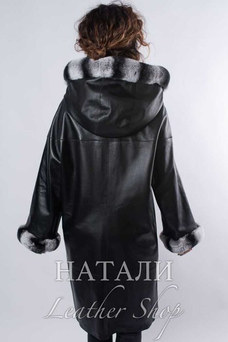 Дамско двустранно кожено манто Дея Black