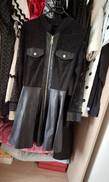 Черна кожена рокля