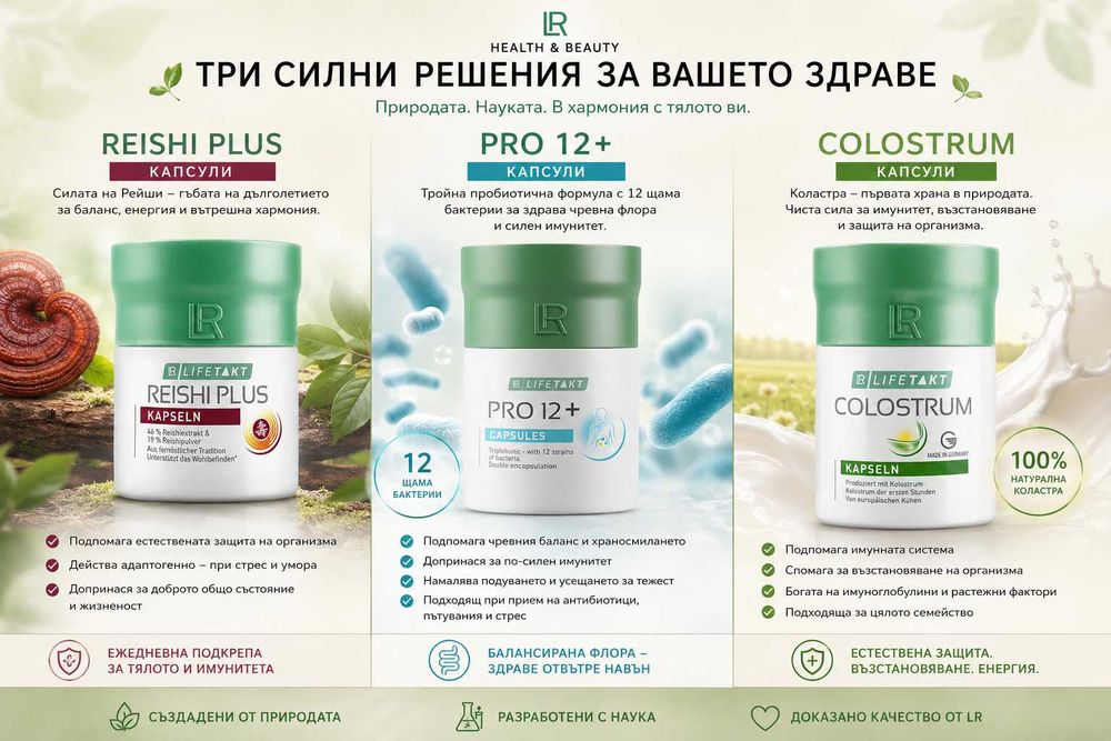Коластра, гъба рейши и пробиотик LR - Промоция