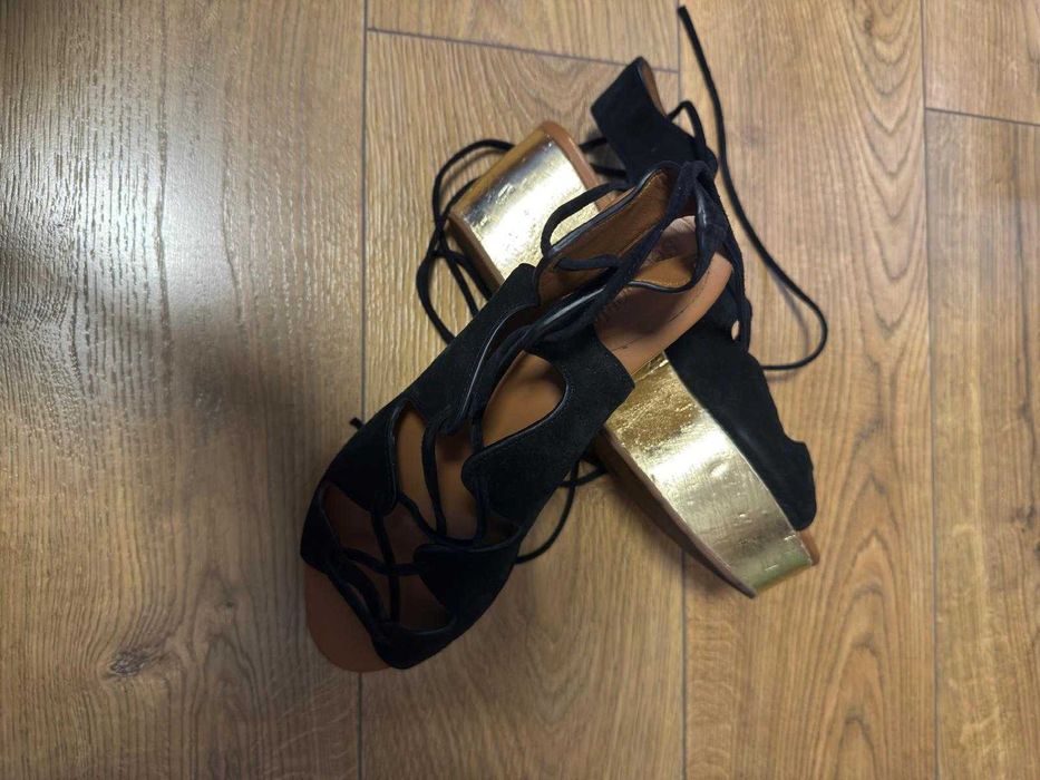 Sandale cu platforma din piele intoarsa See By Chloe, marimea 40