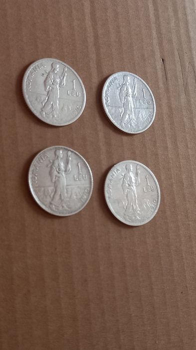 Vand 4 monede vechi de argint de cate 1 leu an 1910
