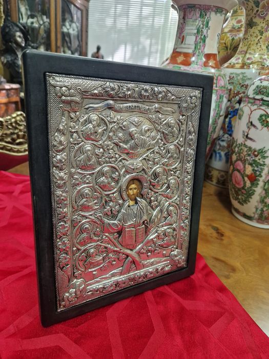 Прекрасна антикварна сребърна икона със сертификат