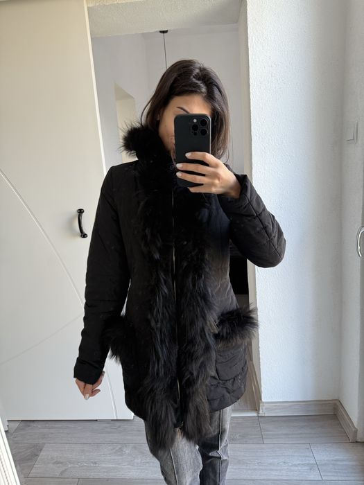 Яке, естествена яка, блестящо, палто