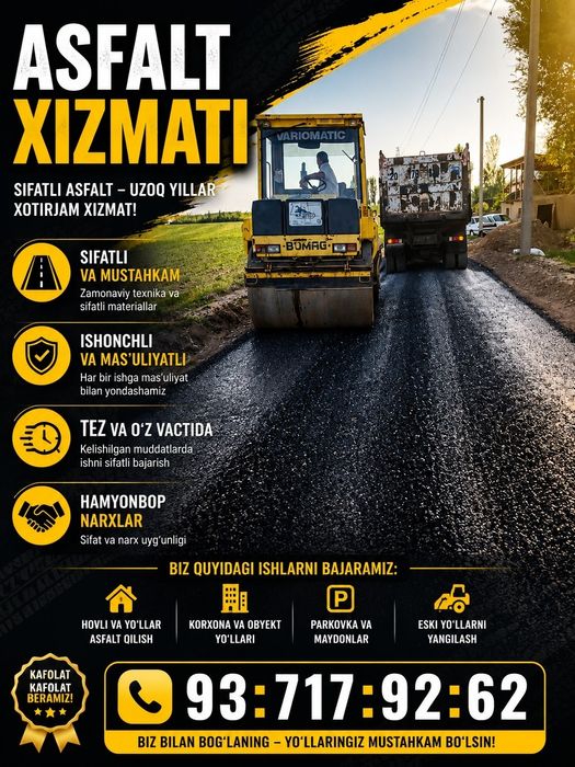Asfalt xizmati Sifatli xizmat