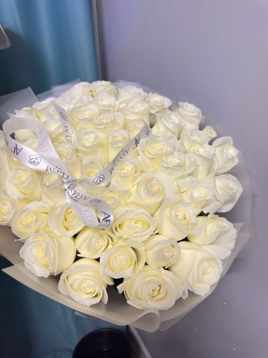 Белые роза 51шт 80 см