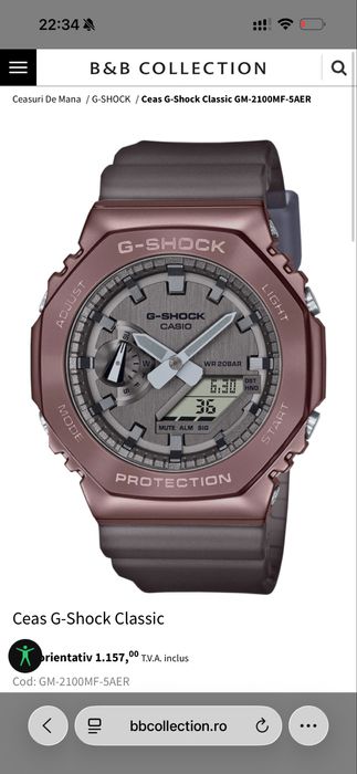 Ceas Casio G Shock GM2100MF5AER ca nou purtat de doua ori