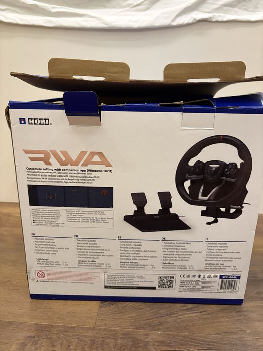 Продавам волан “HORI Racing Wheel APEX (RWA), модел SPF-004U. На снимката е версията за PS5 / PS4 / PC. “