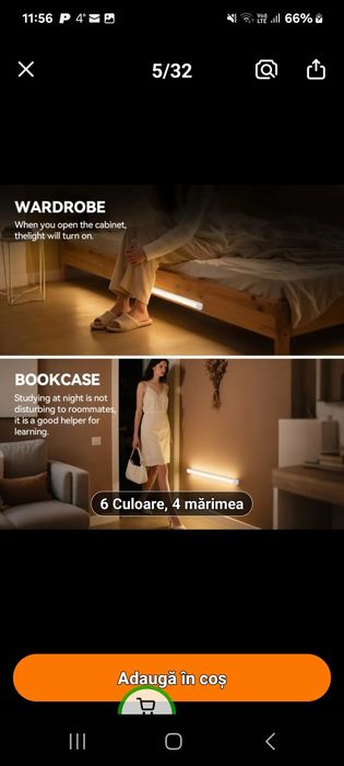 Lămpi led reîncărcabile cu senzor miscare și senzor lumină  20cm