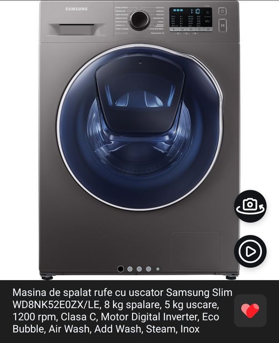 Masina spalat Samsung slim cu uscător impecabilă