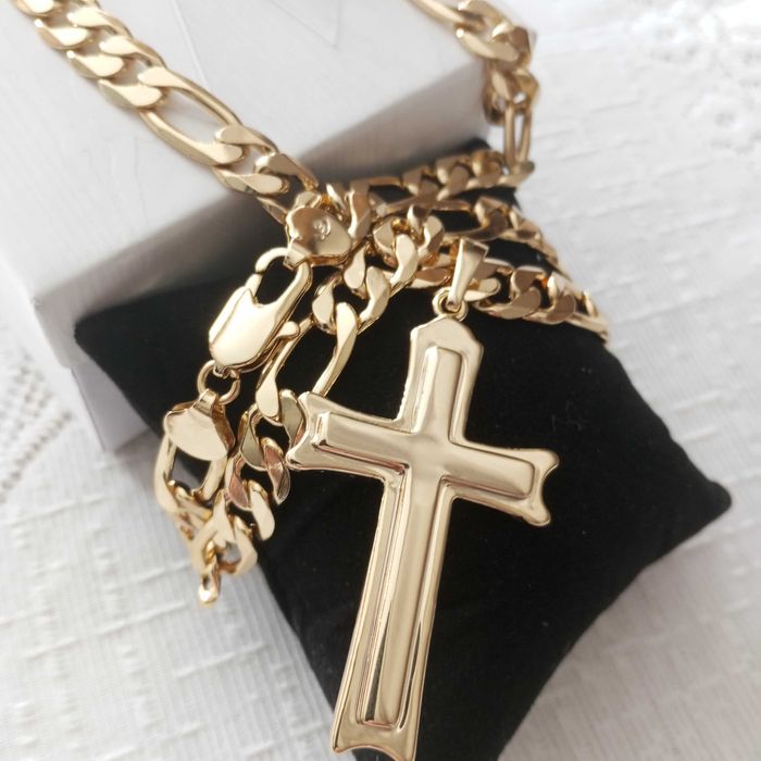 позлатен мъжки синджир с кръст