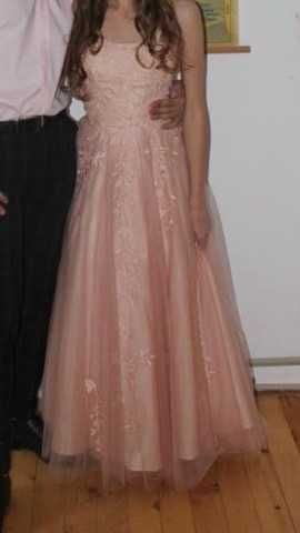 Розова бална рокля, размер S – елегантна, носена веднъж