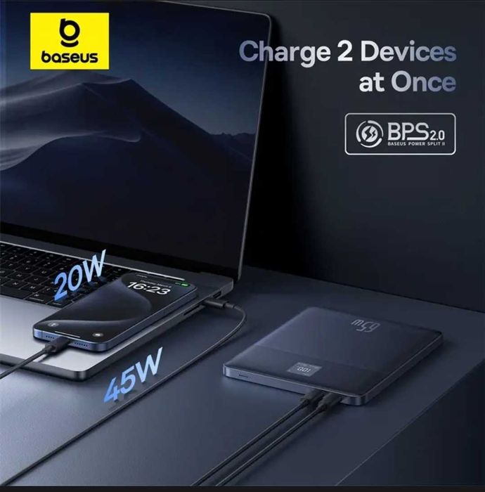 Baseus Blade2 Ultra-Thin 65W Power Bank 12000mAh For Macbook iPhone 16