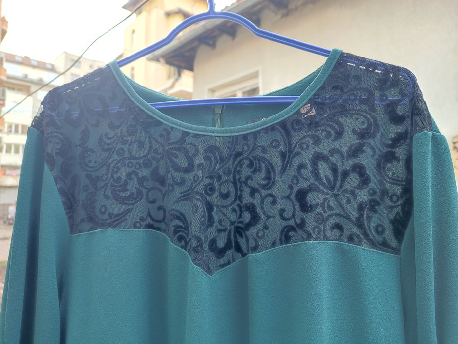 Рокля официална тъмно зелено