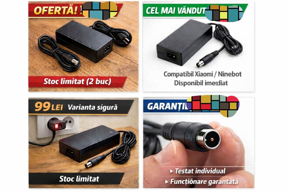 Încărcător trotinetă electrică 42V 2A rotund 5.5x2.1 - Nou în cutie 99