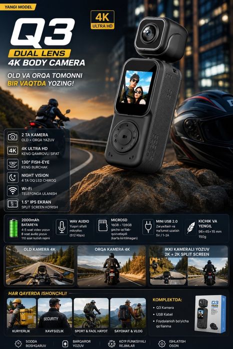 Dual Lens 4k  Body Camera!