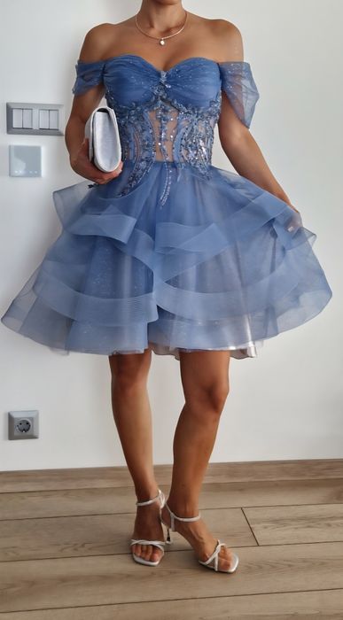 Синя рокля цвят деним