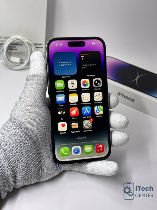 iPhone 14 Pro, 256GB, Purple, 100% батерия, ОТЛИЧЕН, ГАРАНЦИЯ!