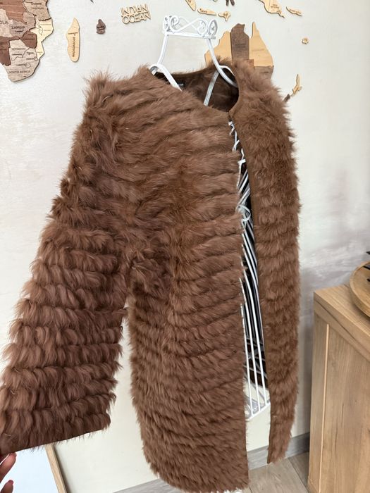 Палто естествен косъм м л заек жилетка