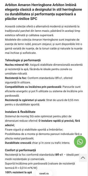 Vând 5 cutii parchet SPC Arbiton Rochester Oak Herringbone