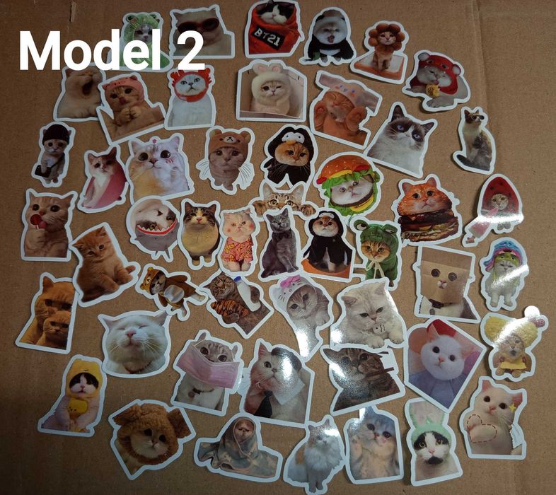 Set 50 stickere abtibilduri Funny Cute Cat meme Sunt noi