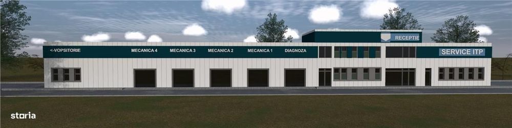 Domnesti-Centură-Hală dedicata service 595 mp + curte indivi