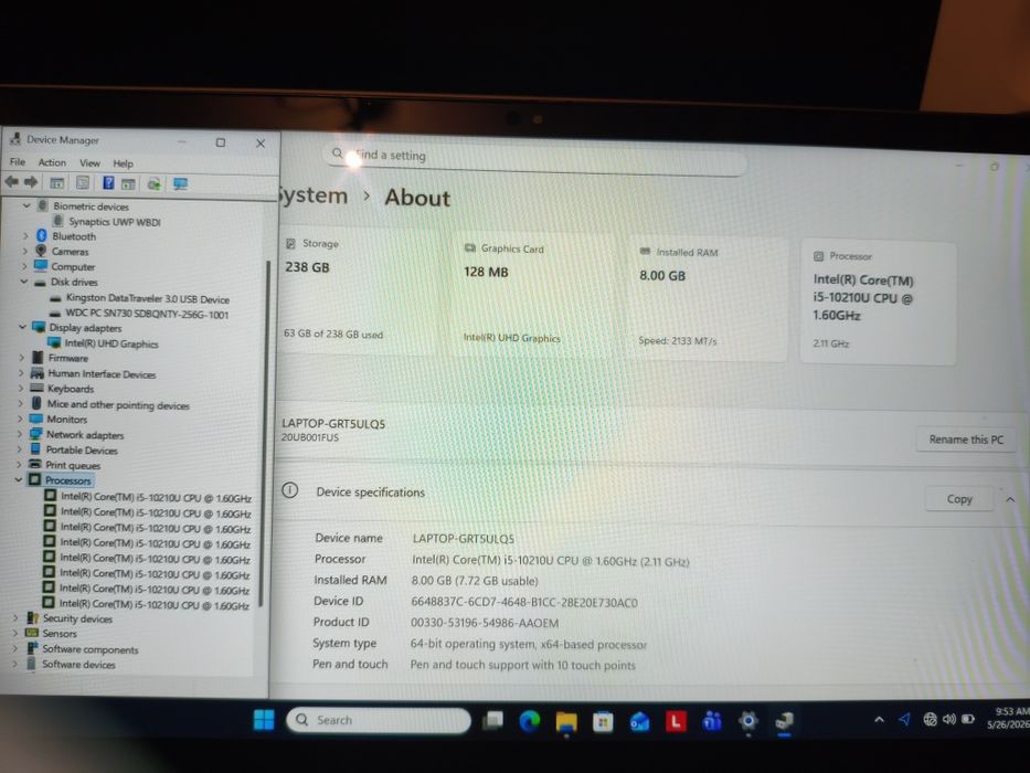 Thinkpad X1 Yoga x360 Core i5, 8GB, 256GB