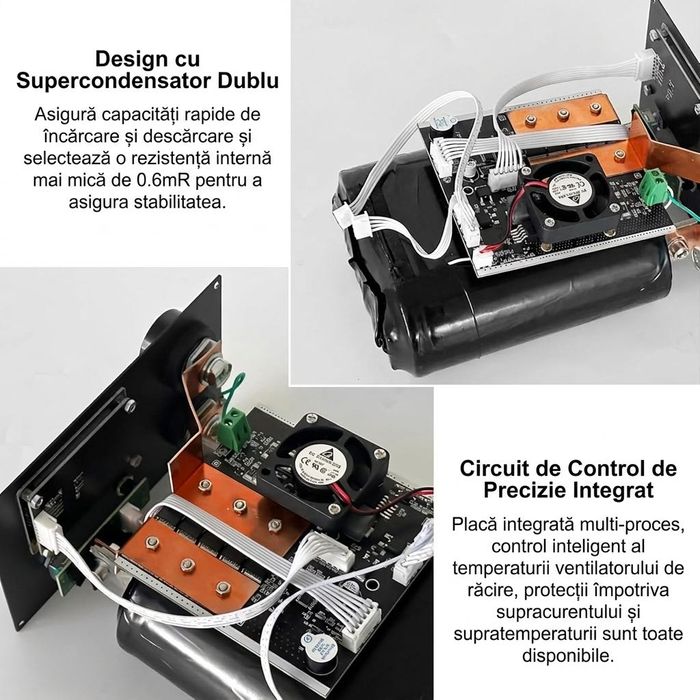 Aparat profesional de sudura in puncte cu Super Condensatori 1400A Li-ion LiFePo4 Polymer