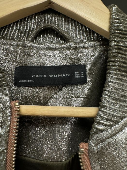 Geacă metalizată Zara Woman, culoare argintiu, mărimea S