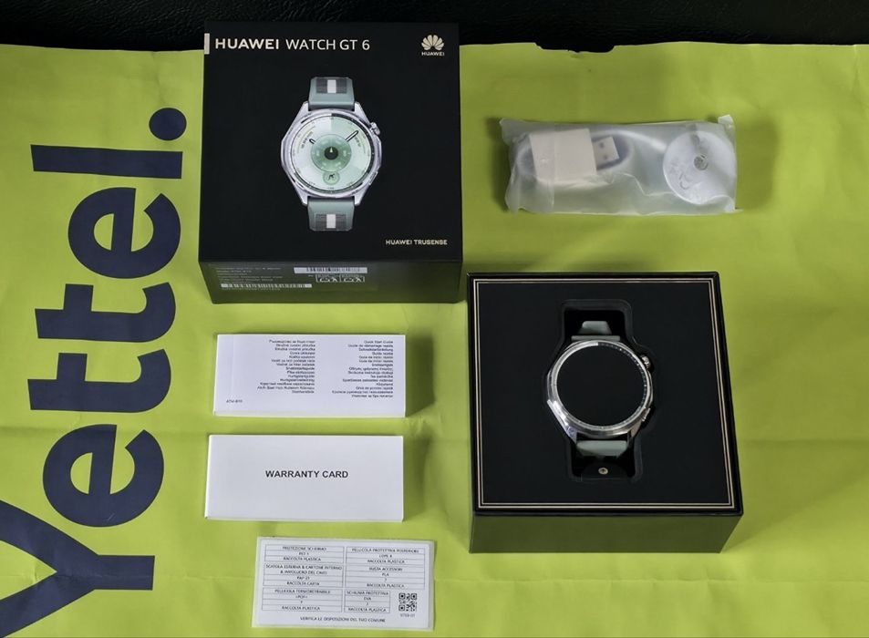 ЧИСТО НОВ 46mm Huawei Watch GT 6 Yettel Гаранция 2027 Green GT6