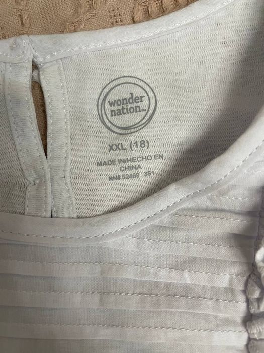 Белый лонгслив кофточка из хлопка. Американский бренд Wonder Nation.