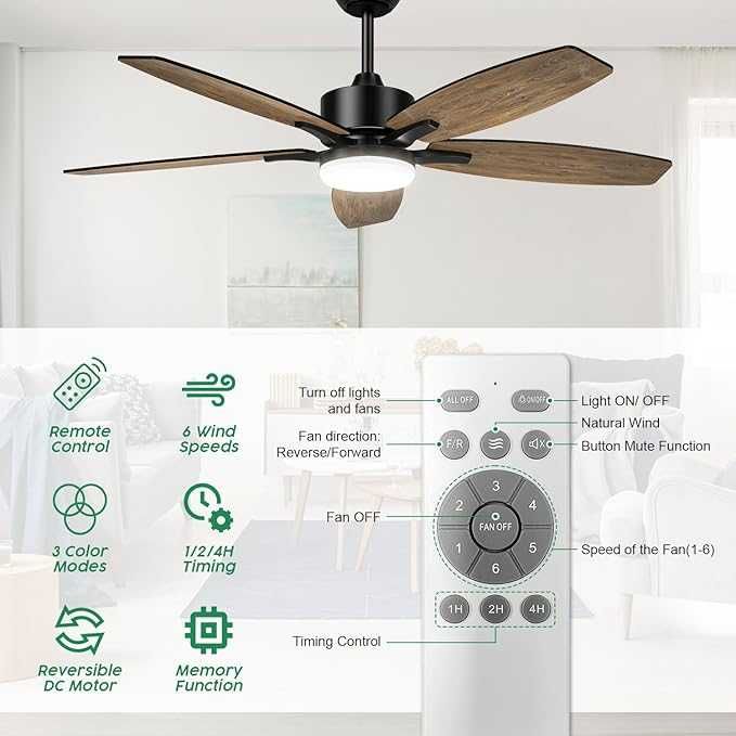 Ventilator de tavan Mefine 106 cm culoare lemn, cu lumină