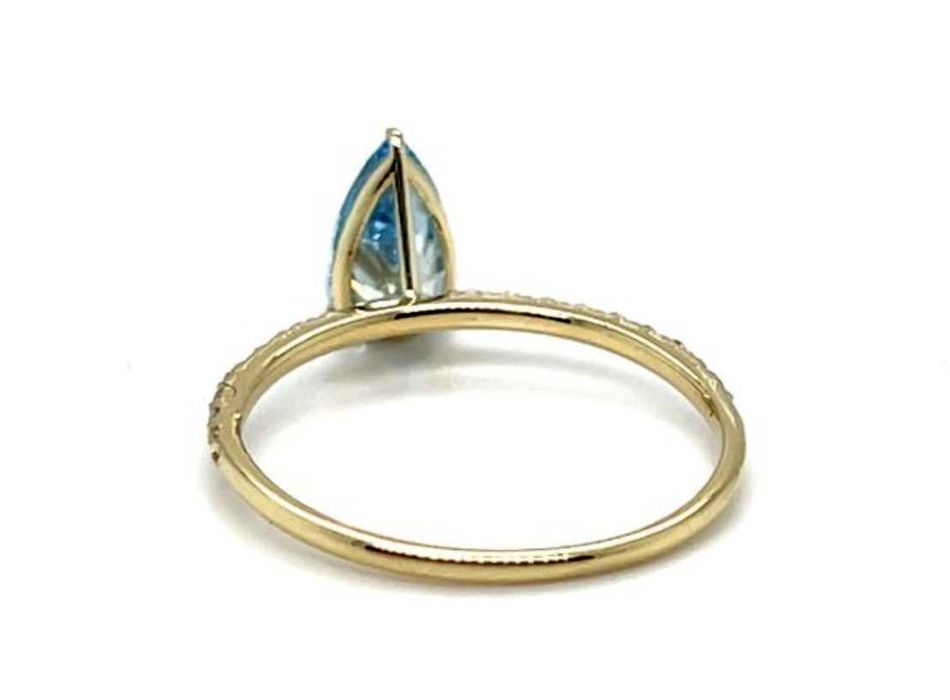 Inel (logodna) din aur 14K cu diamant albastru Fancy Vivid Blue – cu certificat!