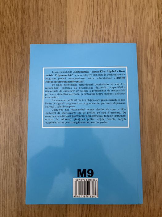 Manual Matematică clasa a 9-a – Marius & Georgeta Burtea (Carminis)